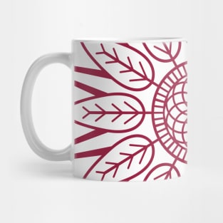 Red round Mandala Pattern Outline Mug